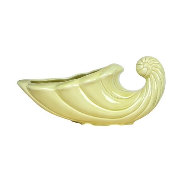 Vintage Yellow Ceramic Cornucopia Planter: Retro Home Decor - Picture 5 of 6